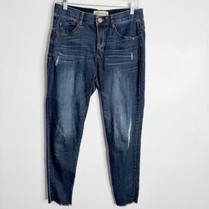 Democracy Ab Technology  Blue Distressed Jean Raw Hem Size 6 Stretch Casual